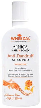 Wheezal Arnica Hair N Scalp Anti-Dandruff Shampoo bottle of 200 ml shampoo