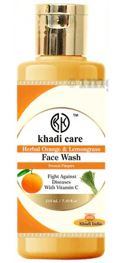 Khadi Care Face Wash Herbal Orange & Lemon Grass bottle of 210 ml face wash