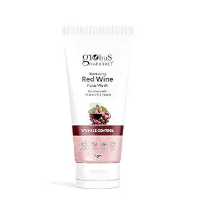 Globus Naturals Red Wine Hydrating Face Wash, Enriched With Rosemary & Honey, Wrinkle Cont