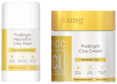 VLCC Clinic ProBright Cica Cream (100gm) & ProBright Macrofilm Clay Mask (50gm) combo pack of 2 units by VLCC – Shop authentic VLCC products. Free S/H Singapore, Dubai, Japan. Trusted since 2013, 50K+ orders worl