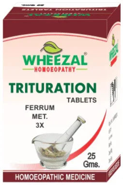 Wheezal Ferrum Met. Trituration Tablet 3X bottle of 25 gm trituration tablet