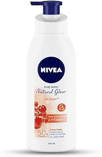 NIVEA Natural Glow Even Tone 400ml Body Lotion | 40 X Vitamin C & UV Protect for Summer Protection and Hydration |With Camu Camu & Acerola Cherry Extracts | For All Skin Types