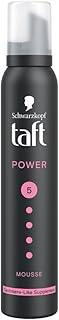 Schwarzkopf TAFT Power Hold 5 Hair Mousse, Lasts 24 Hours, Cashmere-Like Softness, With No Stickiness, Heat Protection, Silicone Free, Lightweight Styler To Controls Frizz And Provides Shine, 200Ml