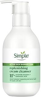 Simple Barrier Care Replenishing Cream Cleanser 150ml | With 11% Ceramide Boosters, Hyaluronic Acid | 100% Soap-Free | For Dry, Sensitive skin