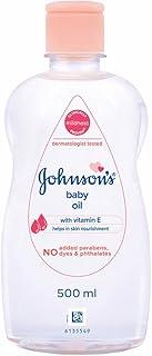 Johnson's Non-Sticky Baby Oil with Vitamin E for Easy Spread and Massage (Clear, 500ml)