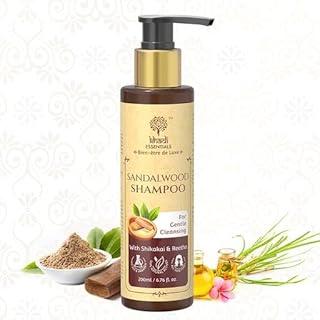 Khadi Essentials Sandalwood Rose Hair Shampoo with Geranium, Vetiver, Bhringraj Oil, For Hair Strengthening, Growth, 200ml SLS Paraben Free Cleanser, Multicolor