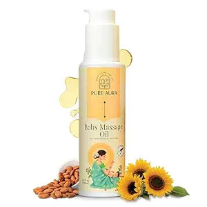 Pure Aura Baby Massage Oil 100ml – Doctor Recommended 100% Natural Ayurvedic Baby Oil for