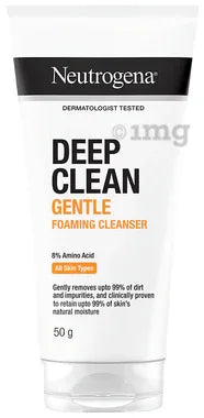 Neutrogena Deep Clean Gentle Foaming Cleanser | For Normal to Sensitive Skin tube of 50 gm cleanser