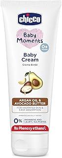 Chicco Baby Moments Baby Cream for Babies with Argan Oil & Avocado Butter, 200g| Natural Ingredients for Hydrated Skin | Dermatologically Tested | Phenoxyethanol, Parabens & Lauryl sulphates free