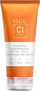 VLCC Clinic ProDefence Water Resistant SPF 60 PA+++ Sun Screen Gel Crème - 100g | Dermatologically Tested Sunscreen | Water and Sweat Resistant | Protects from Sun Damage | Waterproof Sunscreen