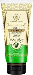 Khadi Natural Neem Face Wash for Glowing & Healthy Skin | Herbal Face Wash | Lightens Darks Spots | SLS & Paraben Free | All Skin Types | 100 ml