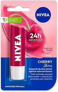 NIVEA Cherry Shine 4.8g Lip Balm|24 H Melt in Moisture Formula|Natural Oils|Glossy Finish,4.8 g (Pack of 1)