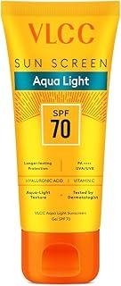 VLCC Aqua Light Sunscreen Gel SPF 70 PA++++ | Ultra-High UV Protection For All Skin Type | No White Cast | Non-Greasy, Fast-Absorbing | Hyaluronic Acid & Vitamin C | Sweat & Humidity Resistant - 100g