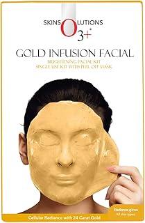 O3+ Gold Infusion Brightening Facial Kit 45g with Peel off Mask for Glowing Skin | Helps Exfoliate & Detoxify the Skin, For All Skin Types