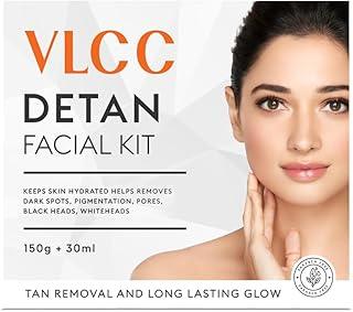 VLCC De-Tan Facial Kit - 180g (150g+30ml) | For Tan Removal | Hydrates, Helps Removes Dark Spots, Pigmentation, Pores, Blackheads & Whiteheads | With SPF 15+ Moisturizer
