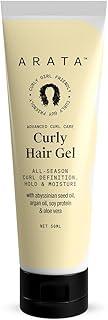 Arata Curl Gel For Frizzy, Wavy, Curly Hair | Natural Long-Lasting Hold & Definition | Tames Frizz | Aloe Vera, Abyssinian Seed Oil, Argan Oil & Soy Protein | No Sulphate,Paraben,Silicone | 50ml x 1
