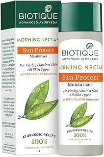 Biotique Morning Nectar Sun Protect Moisturizer SPF 30 UVA/UVB Sunscreen| Contains Wild Turmeric, Neem Leaves, & Morning Nectar | Visibly Flawless Skin | Suitable for All Skin Types | 120 ml