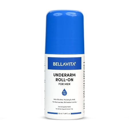 Bella Vita Organic Deo White Deodorant for Men, Natural Roll On for Dark Underarms Lighten