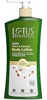 Lotus Botanicals 100% Shea & Almond Body Lotion | Deeply moisturizes dry skin|Smooth & Nourished Skin|Repairs Damaged Skin| No Parabens |All Skin Types | 280 ml