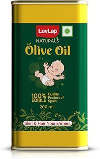 LuvLap Naturals Baby Body Massage Olive Oil, 100% Olive Oil for New Born, 200 ML, Spanish Premium, Enriched with Vitamin E, Enhances Bone & Muscle Strength