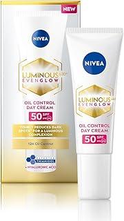 NIVEA Luminous Even Glow Oil Control Day Cream for face |SPF 50 with UV protection & UVA UVB filters | Thiamidol, Hyaluronic Acid, Vitamin E for Dark Spots Reduction & Deep Moisturization