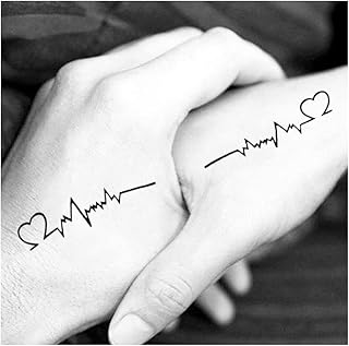 Heartbeat Tattoo Design, Black and White Photogra size 10.5 * 6cm