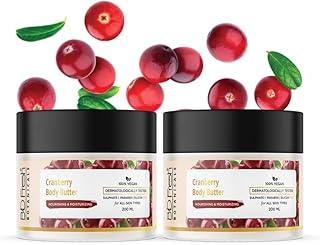 BIOFRESH BOTANICALS Cranberry Body Butter Set of 2-200ml Nourishing & Moisturizing Body Cream with Vitamin C, Aloe, Murumuru Butter & Vitamin E Hydrating Butter Cream for Dry Cracked Skin Anti-Aging