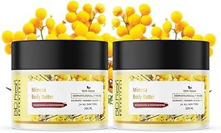 BIOFRESH BOTANICALS Mimosa Body Butter - 200ml Moisturizing Winter Body Cream with Mimosa Extract Shea Butter & Aloe Butter Vegan Moisturizer for Glowing Skin Dry Skin Repair Cream (Pack of 2)