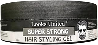 Looks United Super Strong Hair Styling Gel Enriched with Vitamin E | Hair Gel For Men Natural For Short to Medium Hair| No Alcohol, No Sulphate 100gm