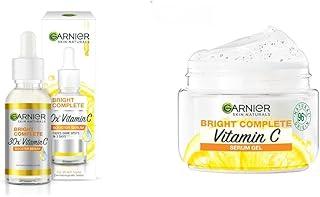 Garnier Skin Naturals,Face Serum,Brightening and Anti-Dark Spots,Bright Complete Vitamin C Booster, 50 ml & Garnier Brightening Moisturiser,Serum Gel,For Radiant skin, Bright Complete Vitamin C, 45g