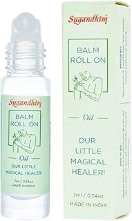 Sugandhim Balm Roll On Instant Relief From Muscular Pain, Cramps, Spasm, Body Ache, 1 x 7 ml, 100% Ayurvedic Blend, Blend Of Essential Oils Lavender Eucalyptus & Rosemary, Jojoba Oil