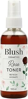 BLUSH COSMETICS Pure Rose Water Facial Toner Spray | Steam Distilled Natural Rose Hydrosol | Skin Hydration, Pore Minimizer, Makeup Remover, Anti-Aging, Refreshing Face Mist | Organic, Alcohol-Free, Paraben-Free, Vegan - 100ml