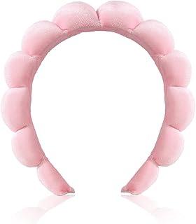 Street27® Ultra-Soft Fluffy Plush Headbands for Skincare Makeup and Bathing Non-Slip Adjustable Fit for All Hair Types Perfect for Facial Cleansing Beauty Routine & Self-Care Days (Pink, NO)