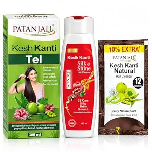 Patanjali Kesh Kanti Oil 300ml+ FREE Kesh Kanti Shampoo 180ml+ FREE Natural Shampoo Sachet