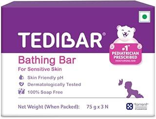 Tedibar Baby Bathing Bar | For Baby’s Sensitive Skin | Gentle Cleansing, Skin-friendly, pH 5.5, 75gm, Pack of 3