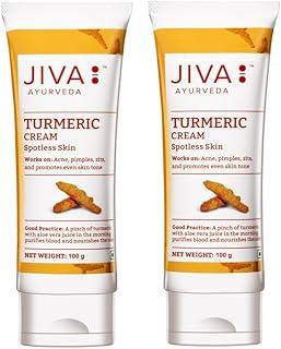 Jiva Turmeric Cream 100gm | 100% Ayurvedic Formula | Nourishes Skin, Prevents Acne, Pimples & Zits | Improves Complexion And Prevents Acne, Pimples & Blemishes | Ideal For All Skin Types (Pack of 2)