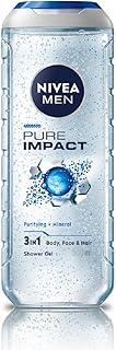 NIVEA MEN Pure Impact Shower Gel, 500ml, (Hair, Face & Body Wash)