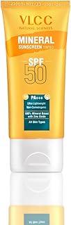 VLCC Mineral Sunscreen Tinted Spf 50 PA+++ Ultra Lightweight Non-Comedogenic | Lightweight, Anti Tan | Zinc Oxide & UVA 7 UVB Protection | Tinted Sunscreen For All Skin Types (50 g)