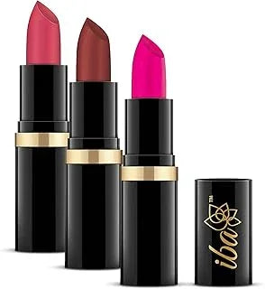 Iba Pure Lips Moisturizing Lipstick for Women - A80 Pink Blush + A50 Dusky Rose + A75 Neon Crush Glossy, 4g | Creamy Finish | Intense Color & Highly Pigmented | Enriched with Vitamin E, Coconut Oil and Shea Butter | Smooth Texture | Makeup
