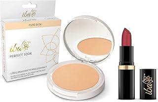 Iba Halal Care Pure Lips Moisturizing Lipstick Shade, A85 Pink Nectar, 4g & Iba Halal Care Perfect Look Long Wear Mattifying Compact, Snow White, 9 g
