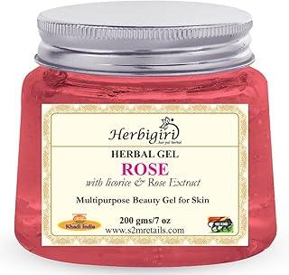 Herbigiri Herbal Rose Moisturizing Gel for Face & Skin enriched with Aloevera, Liqorice & Cucumber Extract | Pure Herbigiri Herbal & Natural Face Gel for Skin Hydration | Pack of 1 (200gm)