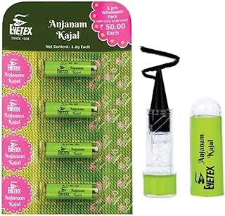 Buy Eyetex Anjanam Kajal 1.1g anjanam for eyes Rich Creamy Black | Water-resistant | Triphala-enriched | Natural extracts | Travel-size | Vegan | SIize pack of 4 Premium kajal for women