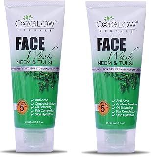 OxyGlow Herbals Neem Tulsi Face Wash-100g |for Acne prone skin| Controls oil, Cleanses & Prevents Pimples|Anti Acne|Control Moisture|Oil Balancing|Fair Complexion|All Skin Type(Pack of 2)
