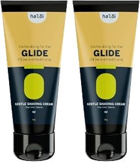 Halo Care Glide Shaving Cream for Men - 2 Pack (50g Each) - Neem & Tea Tree for Sensitive Skin - Rich Creamy Lather - Best Mocha Coffee Fragrance - No Alcohol Sulphate Free - For Beard/Bald Shave