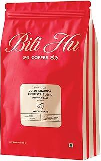 Bili Hu Coffees Roasters, Roasted Beans, 70% Arabica 30% Robusta Medium Light Roast, South Indian Estate Coffee (Pack of 1, 250 Gram)