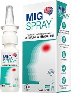 MIGSPRAY Instant Migraine Headache Pain Relief | Migraine Ayurvedic Treatment | Natural Medicated Nasal Spray Contains Plant Extracts 15Ml