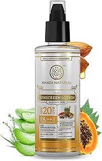 Khadi Natural Sunscreen SPF 20 PA++ with Kokum Butter & Herbal Extracts | Sunscreen for Oily Skin | Prevents premature aging| Non-Sticky Sunscreen Lotion | Paraben Free | Suitable for All Skin Types | 100 ml