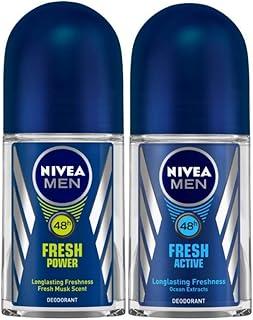 NIVEA MEN Deodorant Roll On, Fresh Power for Men, 50ml And Deodorant Roll-On, Fresh Active Original for Men, 50ml