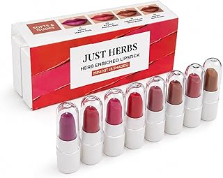 Just Herbs Herb Enriched Lipstick Kit | 8 Creamy Matte Shades | Travel Friendly & Richly Pigmented | Infused with Ashwagan Pack of 2