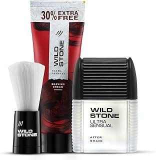 Wild Stone Ultra Sensual After Shave Lotion 50ml, Shaving cream 78 gm and Shaving Brush Combo (Pack of 3)